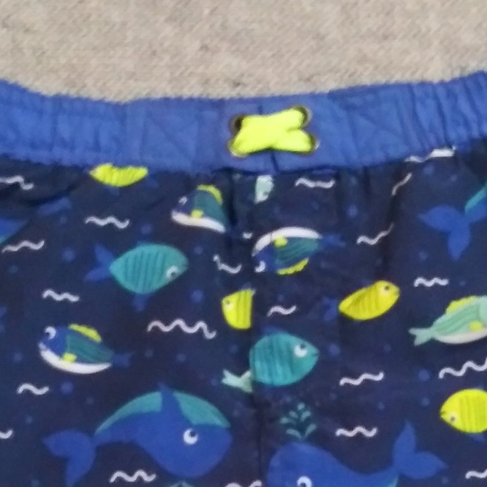SIZE 2T Toddler Boys Swim Shorts Swim Trunks BLUE Multi-Color FISH All-Over NWT - Picture 4 of 7